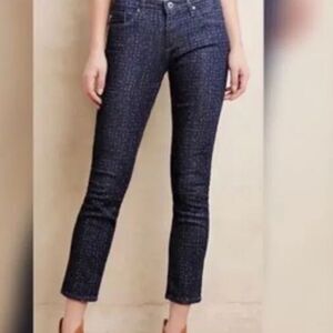 AG Stevie Ankle Polka Dot Slim Straight Leg Mid Rise Jean Blue White 25 x 27